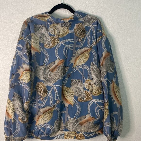 CoAco-100% Silk Track Suit jacket-Coastal Blue with shells- Size Large - Picture 7 of 7